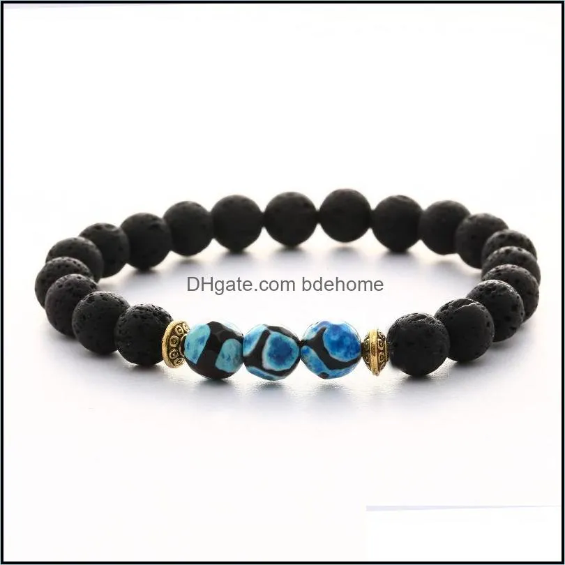 natural lava stone colourful bead bracelet diy volcano essential oil diffuser bracelet for women men jewelry