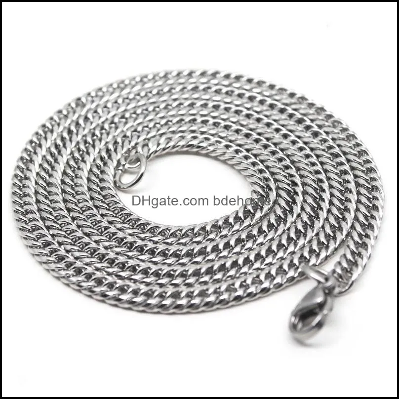 3mm 4mm silver plated stainless steel chains women men chokers for hip hop pendant necklaces jewelry 1121 b3