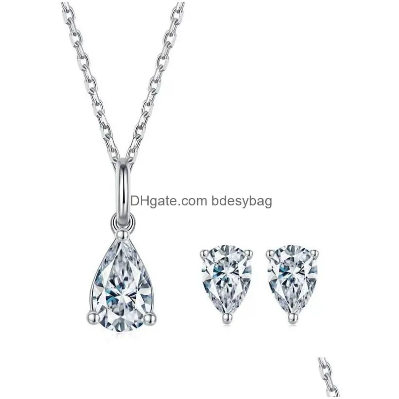 other trendy 1 d color vvs1 pear cut moissanite penant necklace 925 sterling silver gra charm birthday giftother