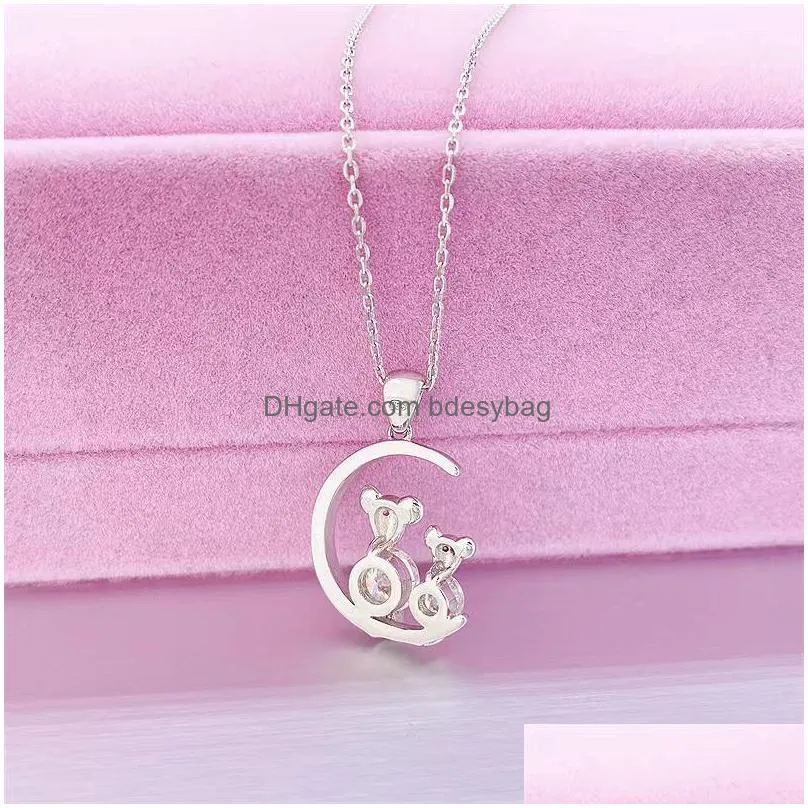 other trendy moon mouse moissanite pendant necklace for women s925 silver jewelry diamond birthday giftother