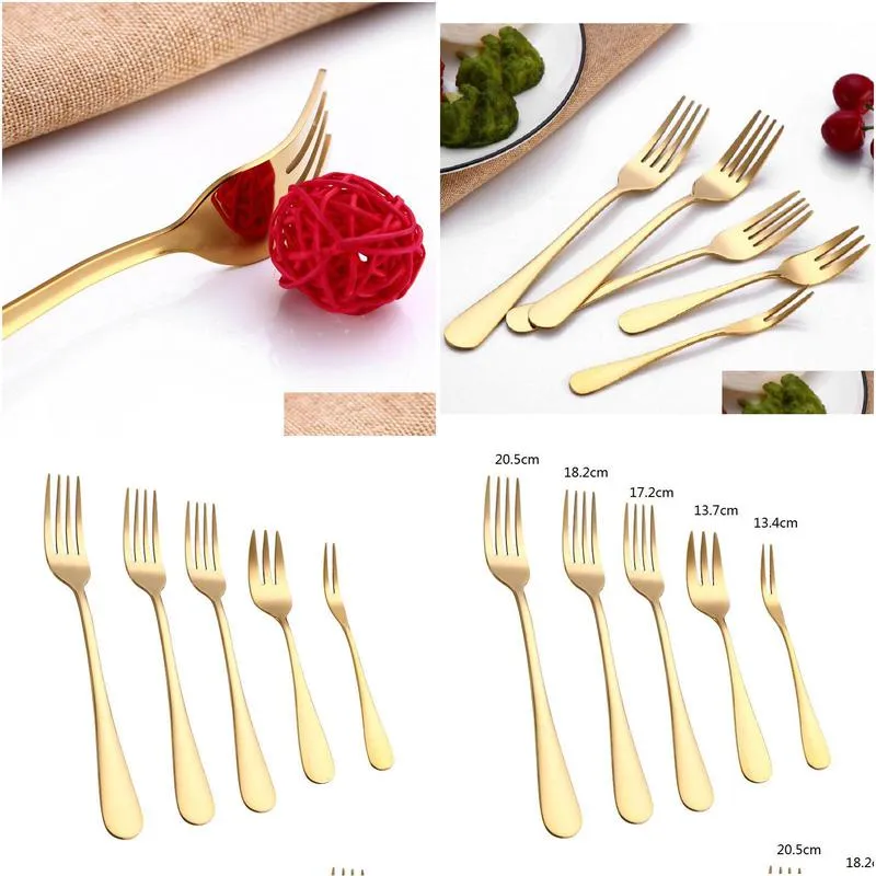 gold color stainless steel dinner forks 5 sizes stock stainless steel dinner fork tableware beef forks fruit forks