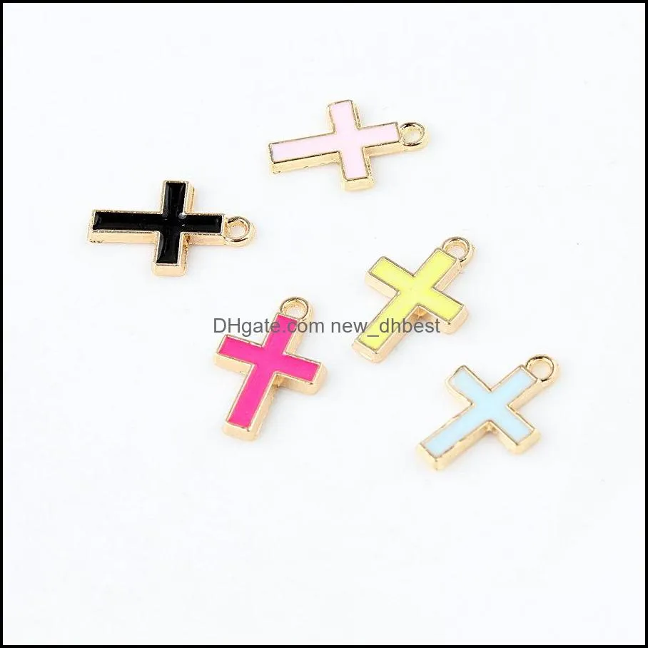 6 colors enamel cross jesus pendants 10pcs/lot crucifix charms fashion jewelry diy accessories for bracelets necklace earrings making