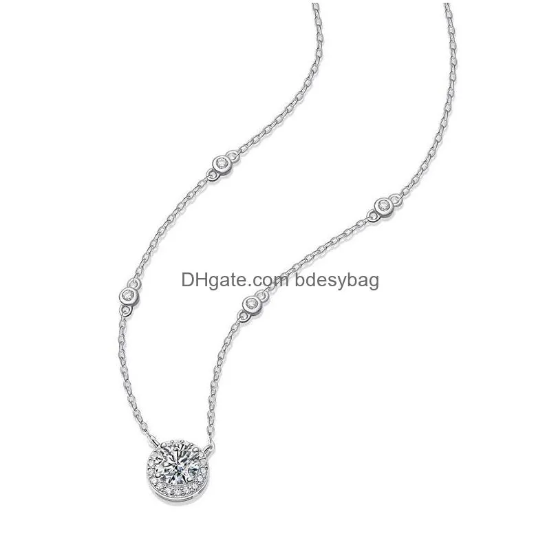 pendant necklaces trendy 925 sterling silver 1ct d color vvs1 moissanite clavicle necklace women jewelry plated white gold diamond test