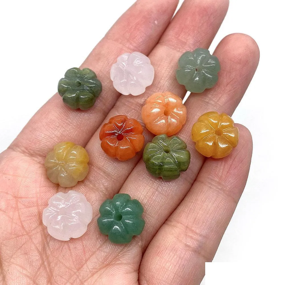 9x13mm pumpkin shaped natural crystal stone beads pink white green orange punched loose bead diy jewelry making accessories