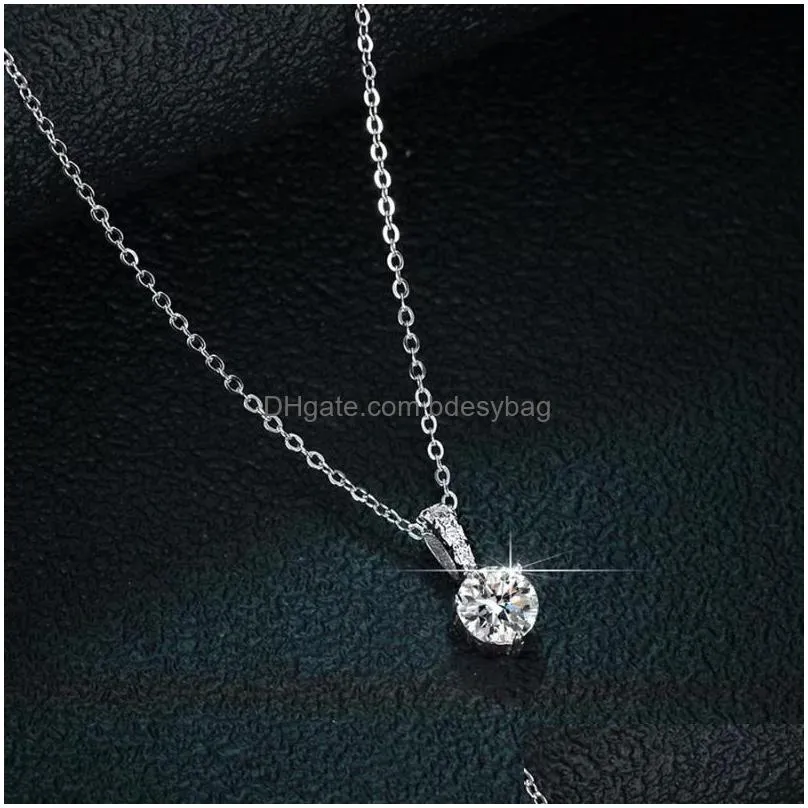 other trendy real 1 d color moissanite diamond necklace women jewelry 100 925 sterling silver clavicle with gra giftother otherother