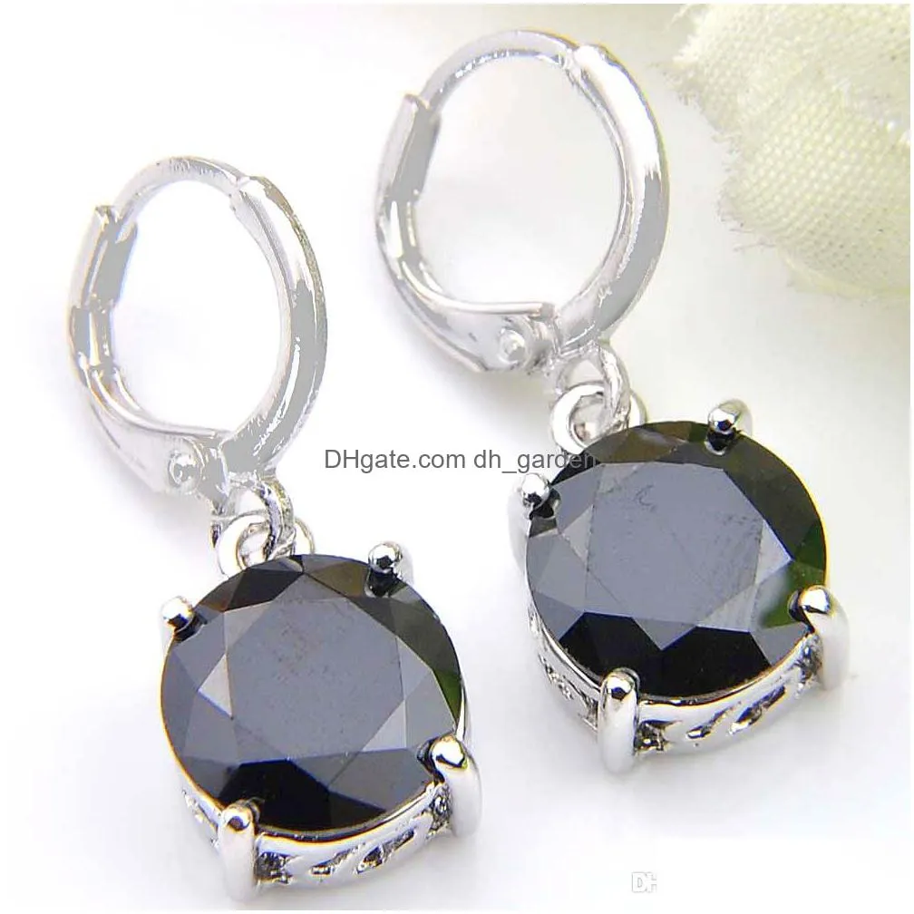 luckyshine fine women jewelry gift multicolor round peridot garnet topaz earrings 925 sterling silver earrings russia wedding party