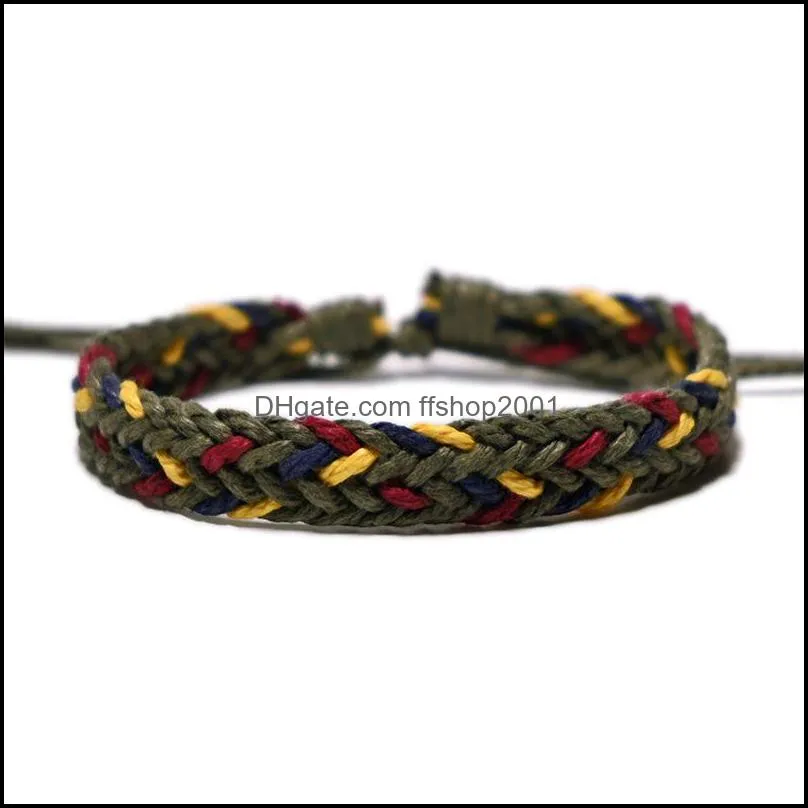 boho cotton braid handmade bracelet ethnic lucky multicolored wrap woven rope friendship bangle for couple gift b24a