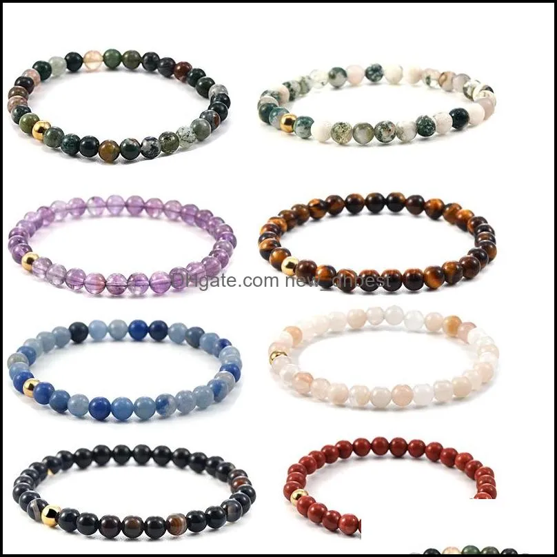 6mm fashion design natural stone healing agate stretch beaded bracelet women men handmade precious gemstone yoga balance bracelets