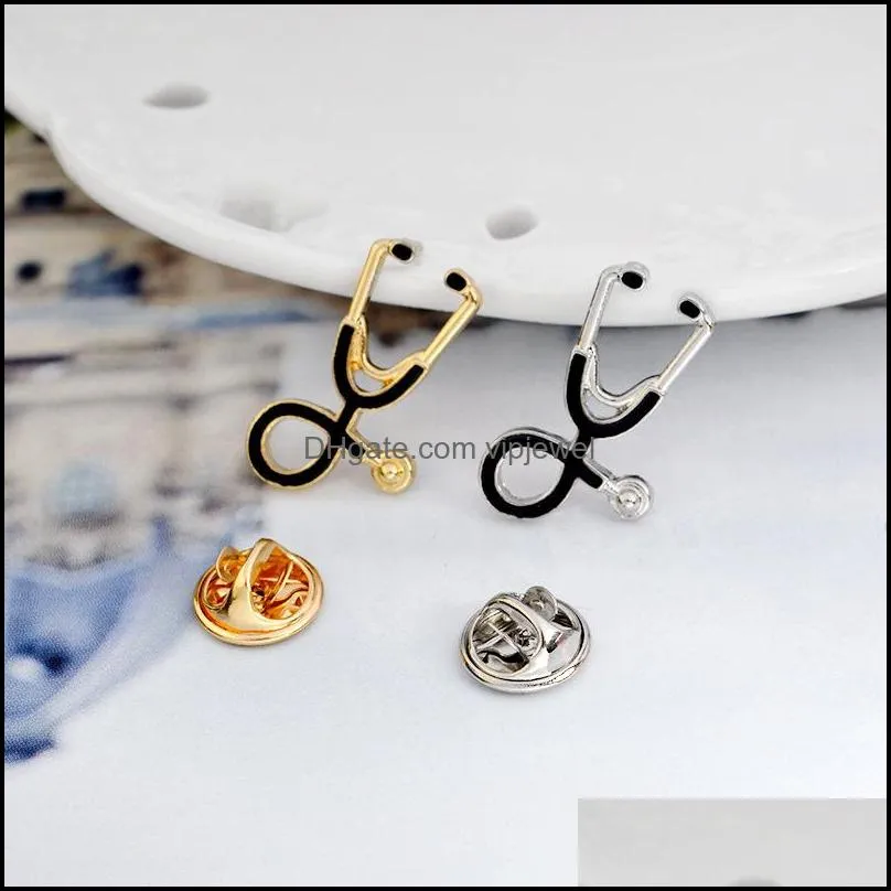 fashion 2 color stethoscope brooch pins nurse jewelry silver gold medical jewelry doctor nurse gift medical school graduation