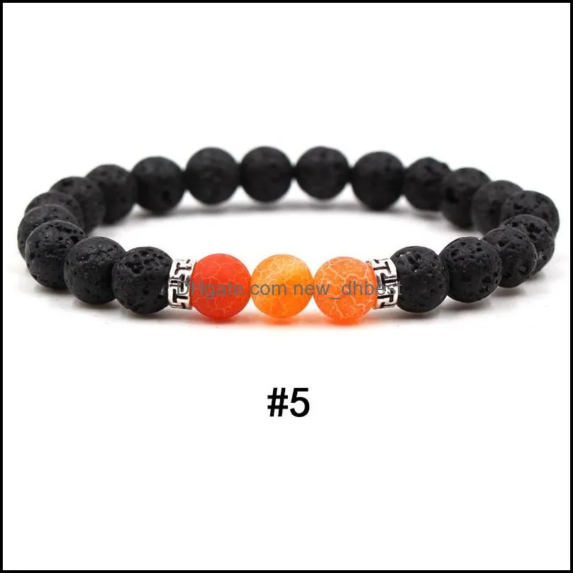  arrival 7 colors chakra men lava rock bracelet 8mm black natural volcanic healing energy stone yoga bangle for women fashion