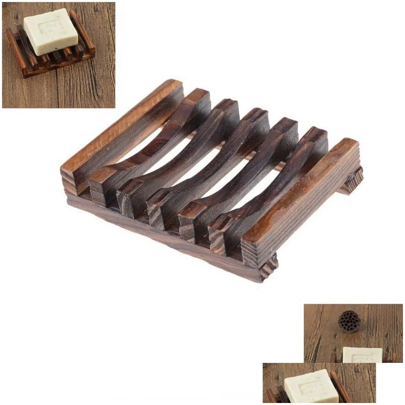 natural wooden bamboo soap dish tray holder storage soap rack plate box container for bath shower plate bathroom