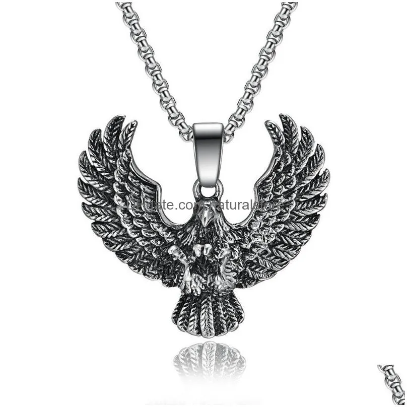 pendant necklaces fashion domineering silver  for men punk hip hop stainless steel animal biker necklace jewelry gift wholesale