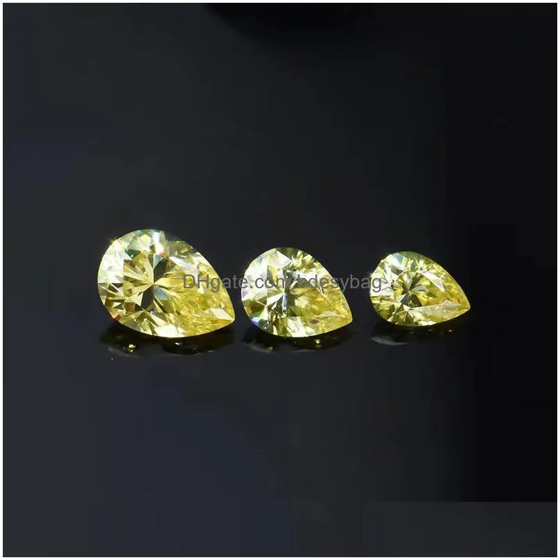 other real yellow color vvs1 pear cut moissanite loose stones diamond test pass synthesis gemstones for diy jewelry makingother