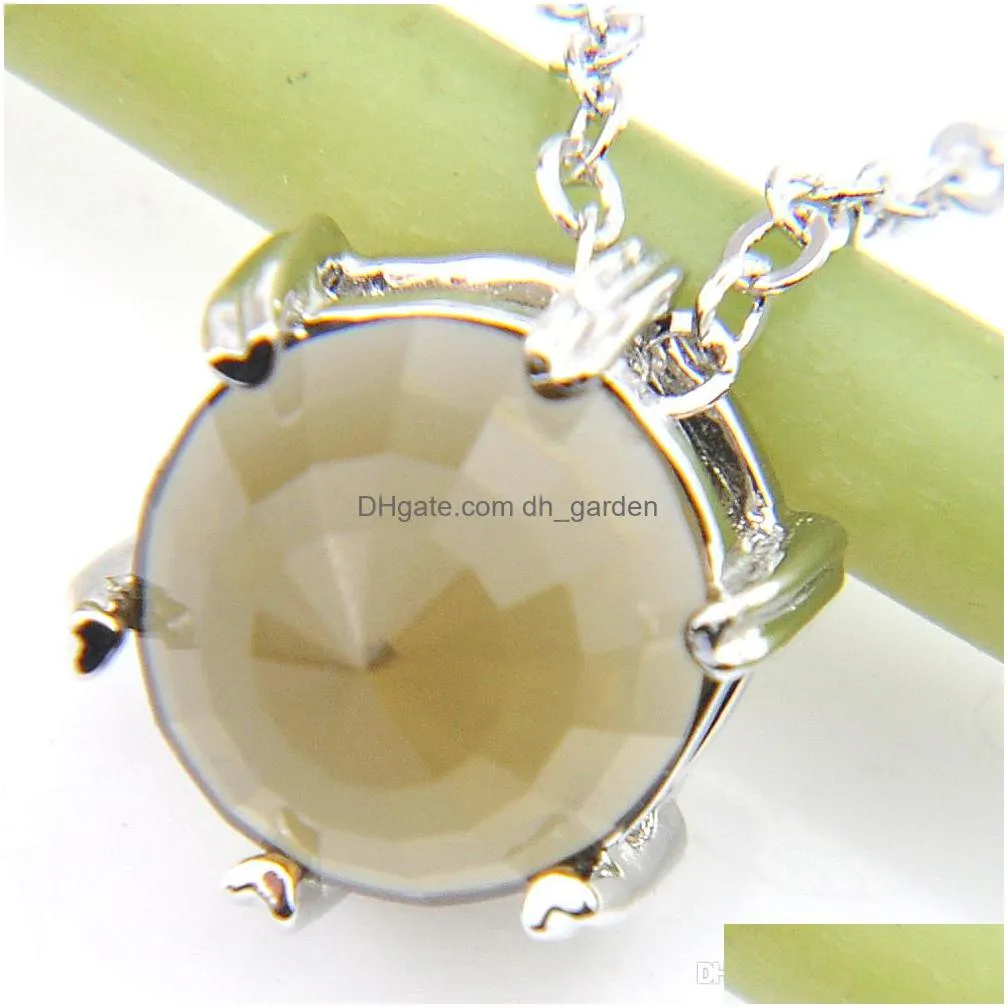 5 pcs /lot 10mm smoky topaz vintage pendants jewelry fashion women classic simple design necklace pendant