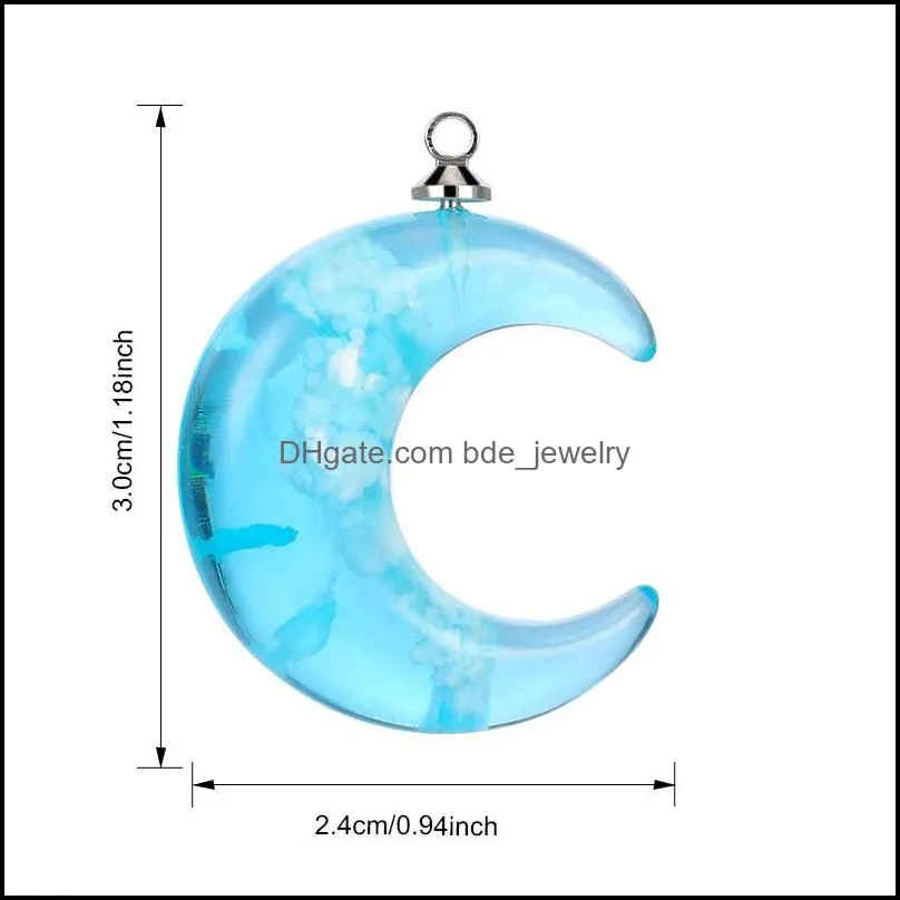 creative designer colorful sky blue white cloud rould ball moon pendant resin transparent pendant for necklace diy women jewelry