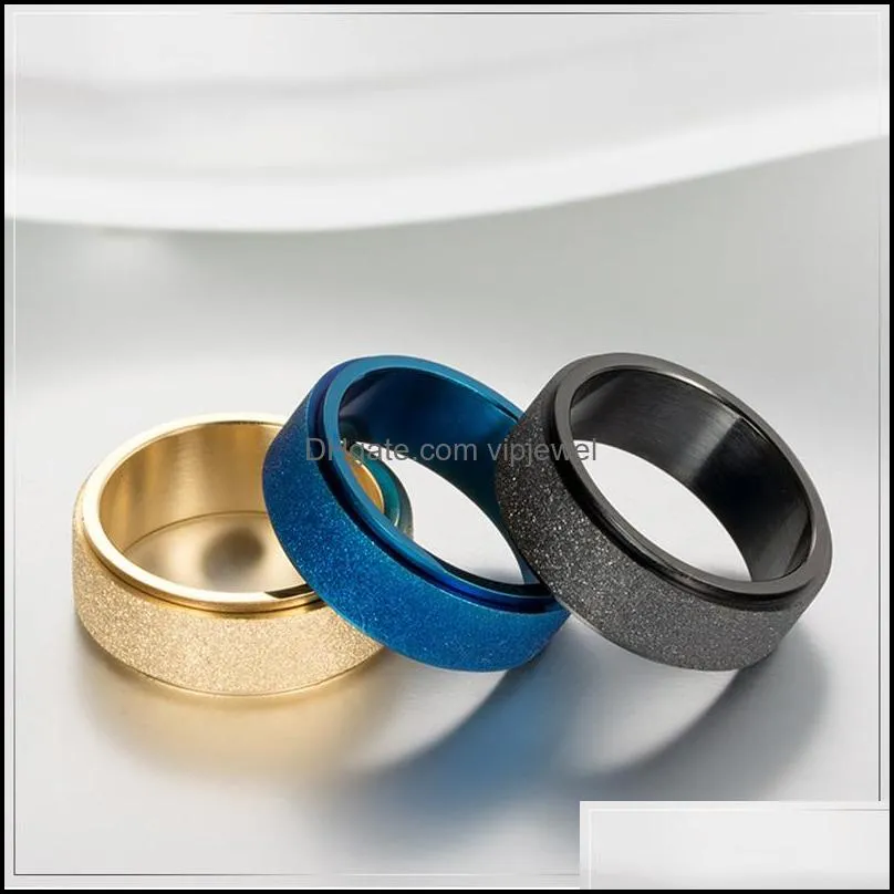 8mm sandblast wedding rings for men women stainless steel black blue gold engagement promise ring fashion jewelry accessories 