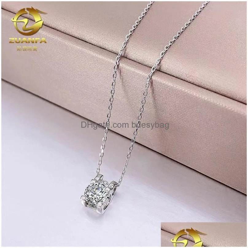 other trendy 1 solitaire moissanite diamond necklace women 925 sterling silver bull head d color vvs giftother