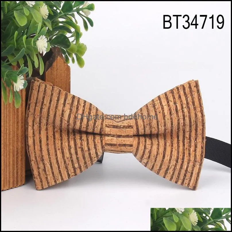 wood bow ties for men novelty male bark grain bowtie wedding party man neck wear accessories gifts tie 3639 q2