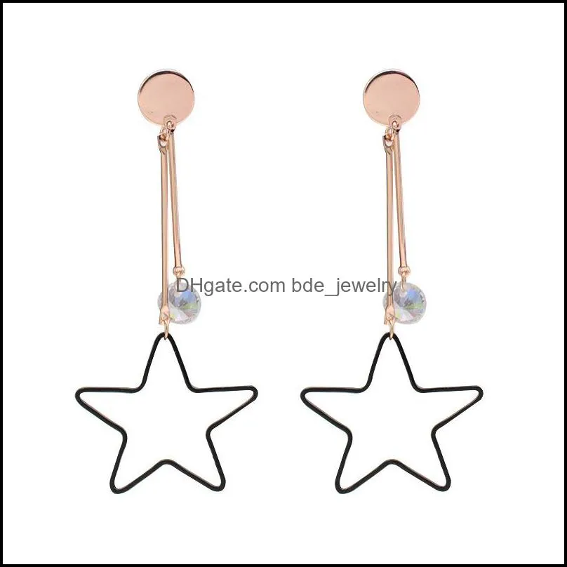 korea style hollow geometric star dangle earring for women high quality silver plating long hook earring jewelry gift