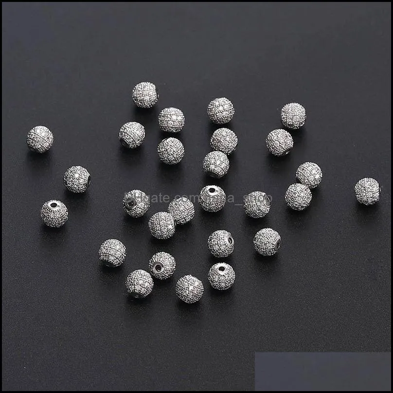 fashion zirconia beads charm micro paved cz gold silver pendants for bracelet necklace jewelry simple design making accessories