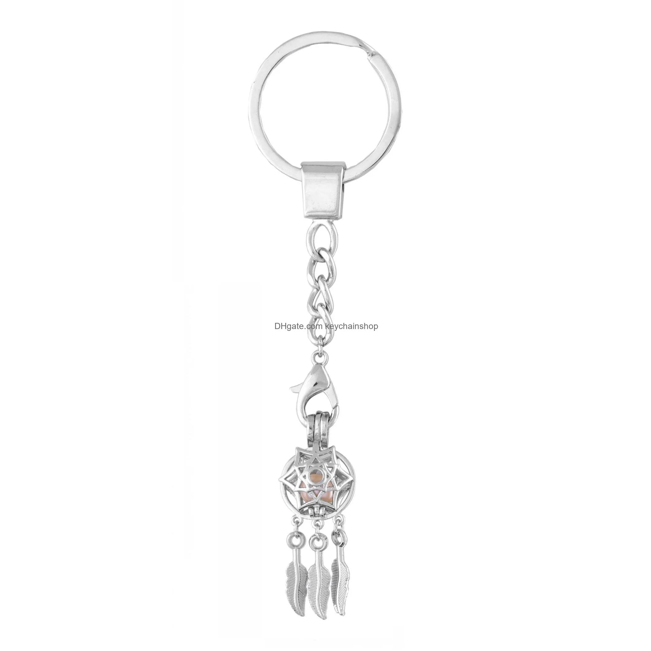 valentines day fashion gift cage key chain silver locket love wish pearl lovely dacing  cage