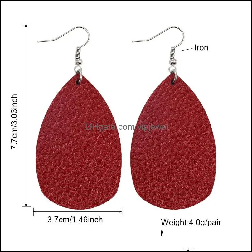  unique design pu leather oval earrings for women girls fashion simple statement colorful teardrop hook earrings jewelry gifts