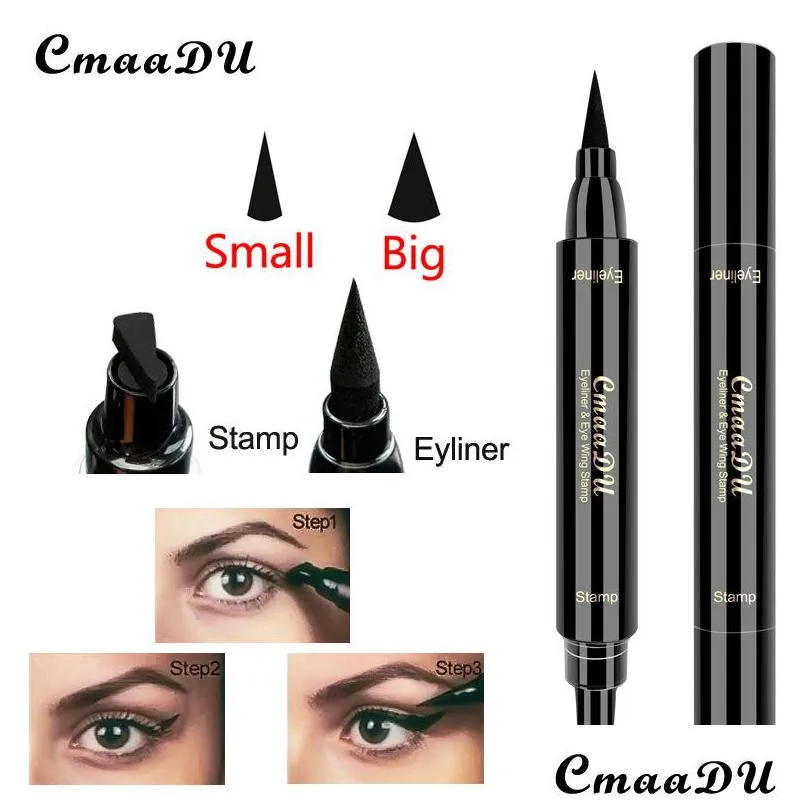 double head stamp wing eyeliner pen black liquid eye liner pens waterproof natural easy to wear cmaadu makeup pencils