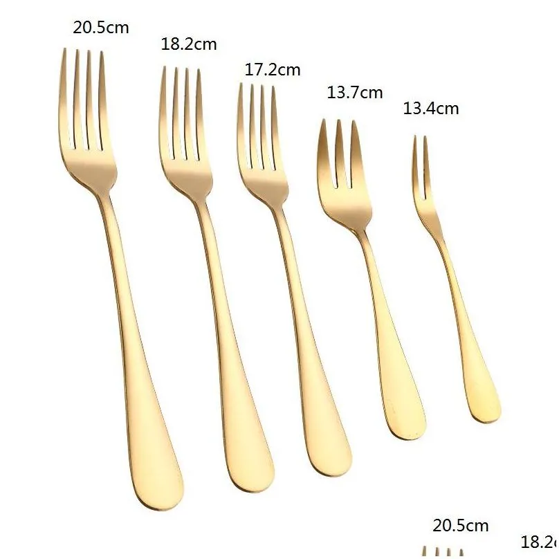 gold color stainless steel dinner forks 5 sizes stock stainless steel dinner fork tableware beef forks fruit forks