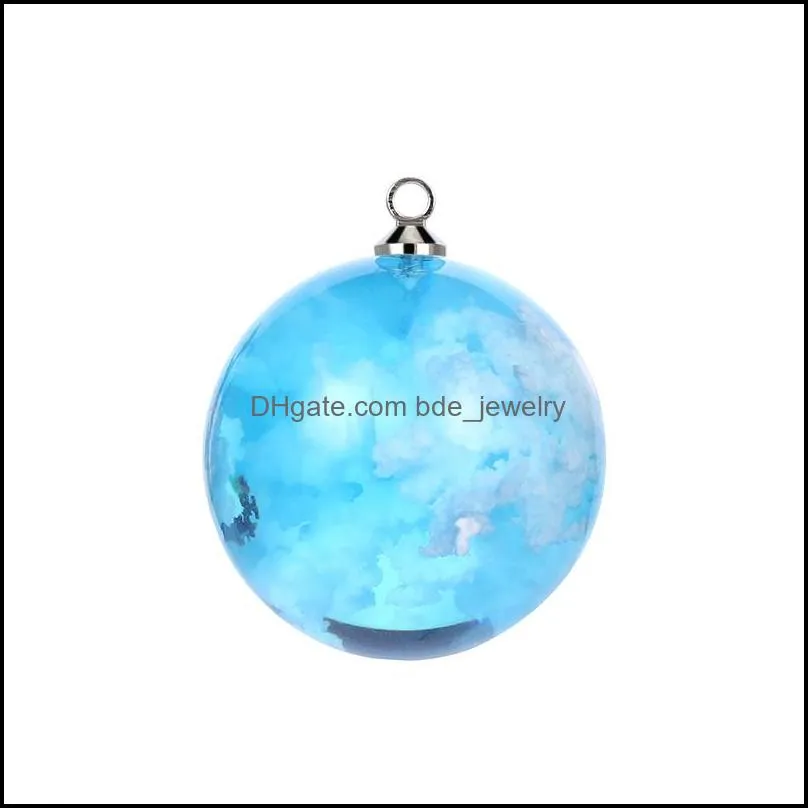 creative designer colorful sky blue white cloud rould ball moon pendant resin transparent pendant for necklace diy women jewelry