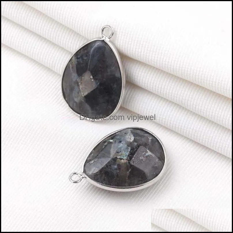 2019 natural black flash stone charm handmade pendant for necklace charms jewelry making accessories diy