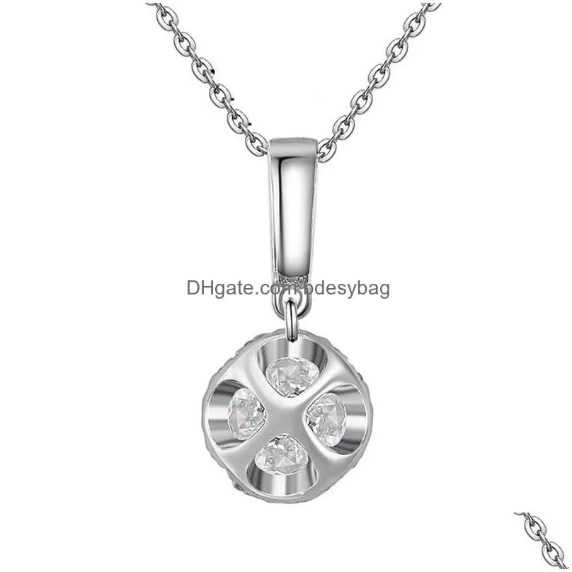 pendant necklaces trendy 2ct d color vvs1 round moissanite necklace 925 sterling silver women lab clavicle anniversary giftpendant