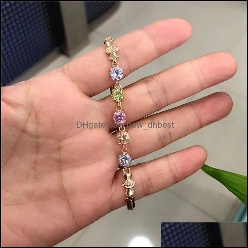 latest design multicolor cubic zircon bracelet trendy gold color chain bracelet for ladies women jewelry gifts high quality