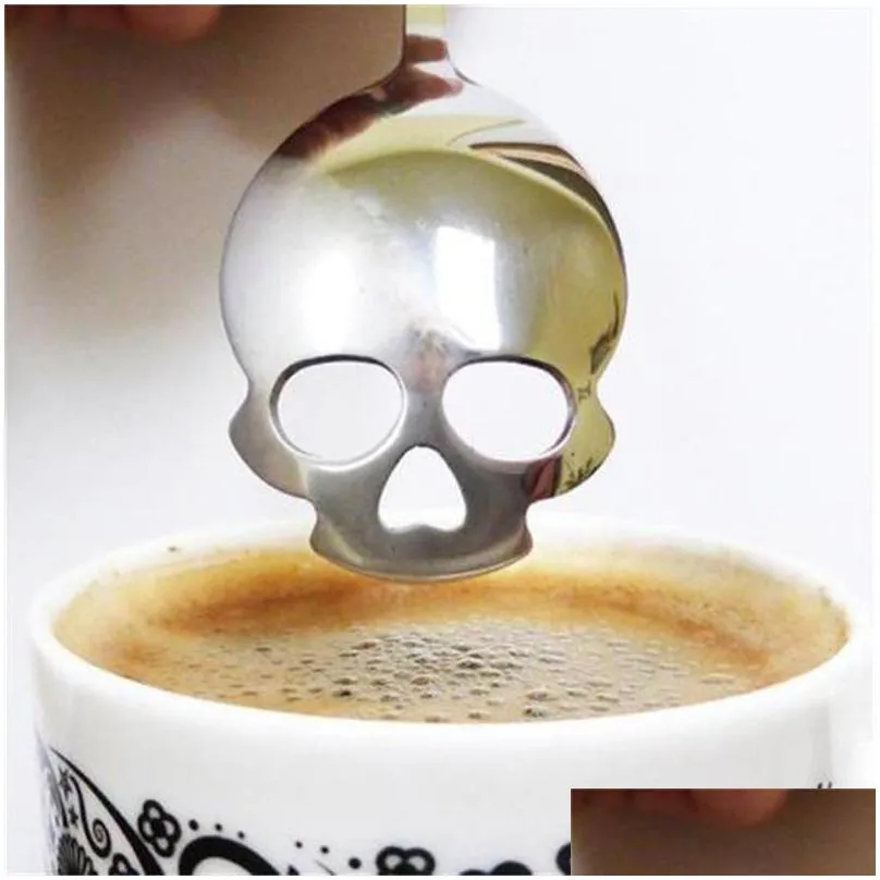 stainless steel skull shape coffee spoon kitchen supplies long handle teaspoon drink tableware coffee spoon kitchen accessories