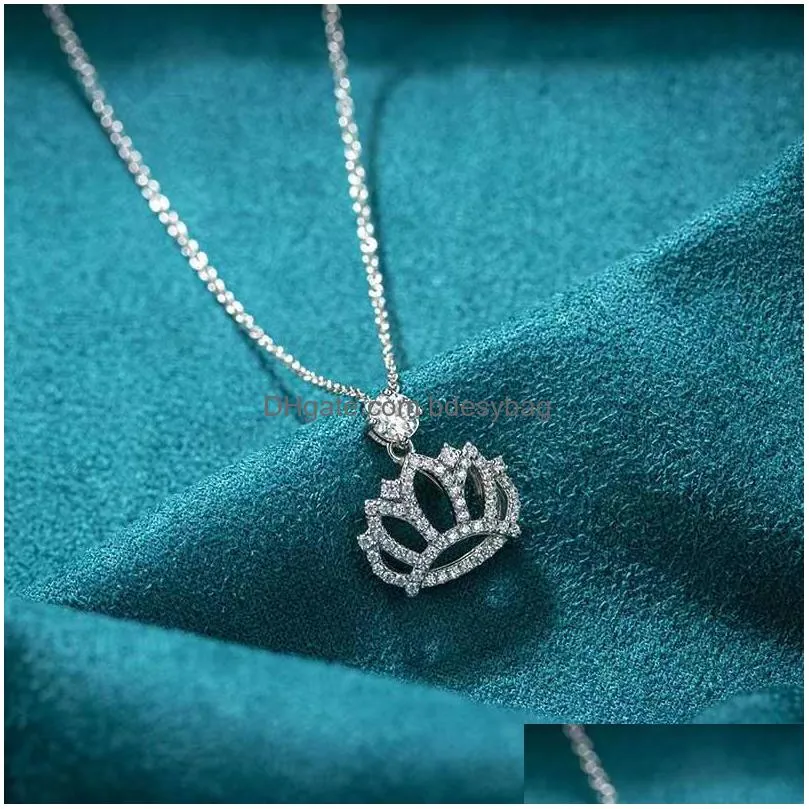 other trendy 925 sterling silver 4mm d color vvs1 moissanite crown pendant necklace for women jewelry white gold plated birthday