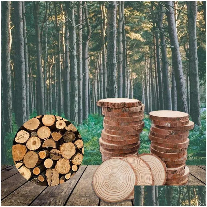 christmas decorations natural wood slices 30pcs 3.54.0 inches round circles unfinished tree bark log discs for crafts ornaments diy arts