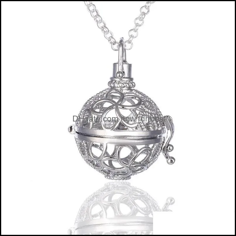  diffuser essential oil cage pendant necklaces with cotton ball black lava rock stone hollow lockets chains for women fashion