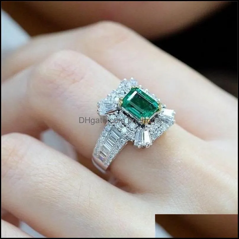 womens fashion jewelry authentic 925 sterling silver rings emerald zircon oval wedding ring with gift box 1898 t2