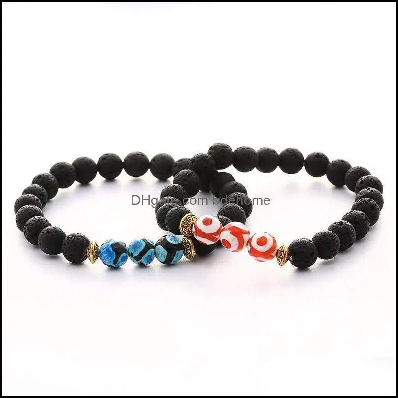 natural lava stone colourful bead bracelet diy volcano essential oil diffuser bracelet for women men jewelry