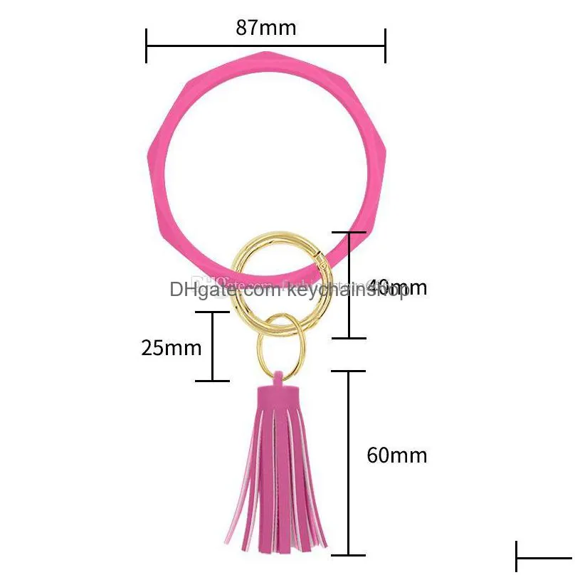 2020 women diamond silicone bracelets keychain 17 styles wristlet tassel key ring bracelet bangle fashion keychain girl party gift