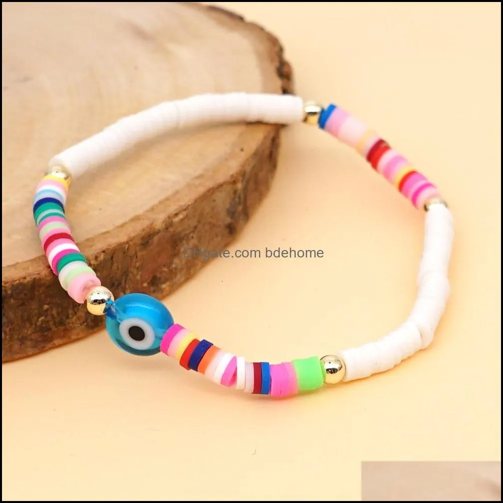 polymer clay bead bracelets for women evil blue eye friendship bracelets handmade jewelry gifts 4mm beads