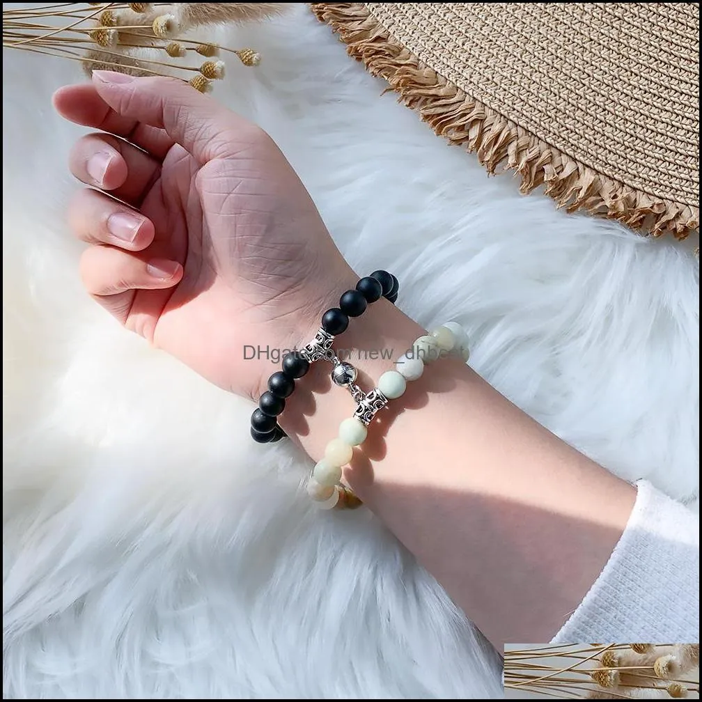 2pcs/set magnetic attraction ball creative bracelets couple bead bracelet tiger eye stone bead bracelet friendship jewelry gift