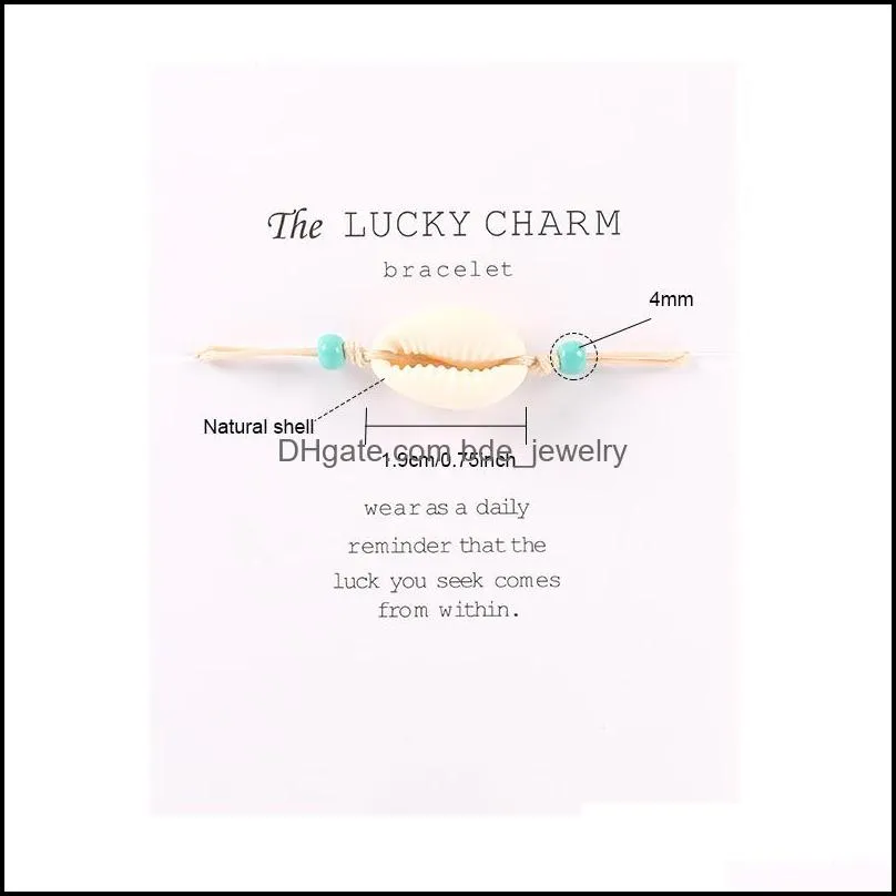 boho natural shell charm woven bracelets for women beach jewelry handmade wax rope adjustable bracele jewelry gift with card