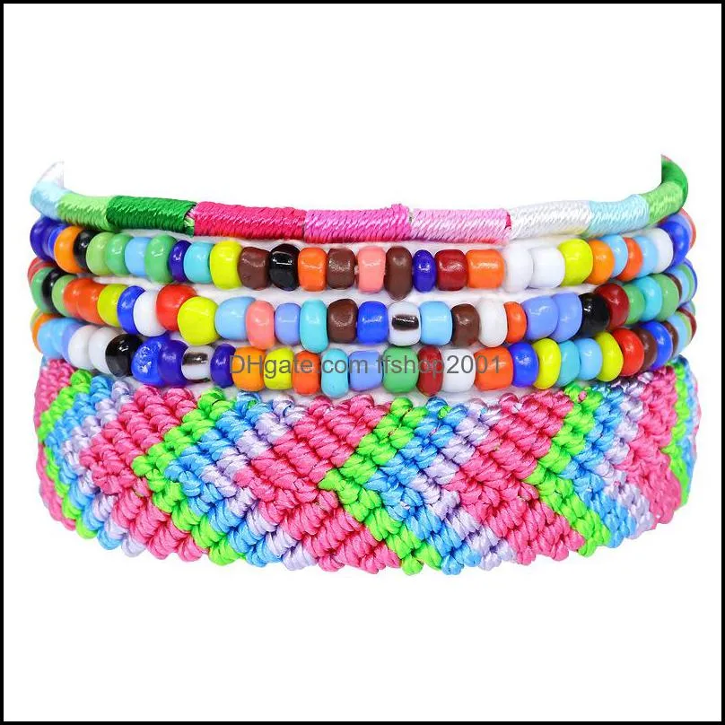 bohemian multicolor string cord woven braided bracelet fashion bead handmade friendship bangle women men q577fz