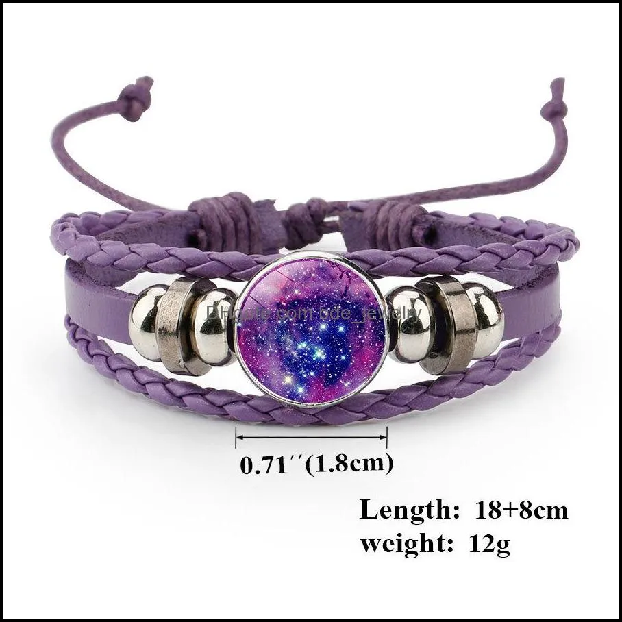 universe galaxy leather bracelet chain multilayer colorful woven crystal nebula space bracelets for men women jewelry