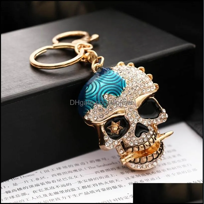 creative women men metal skeleton keychains stereo hip hop car bag pendant fashion keychain accessories