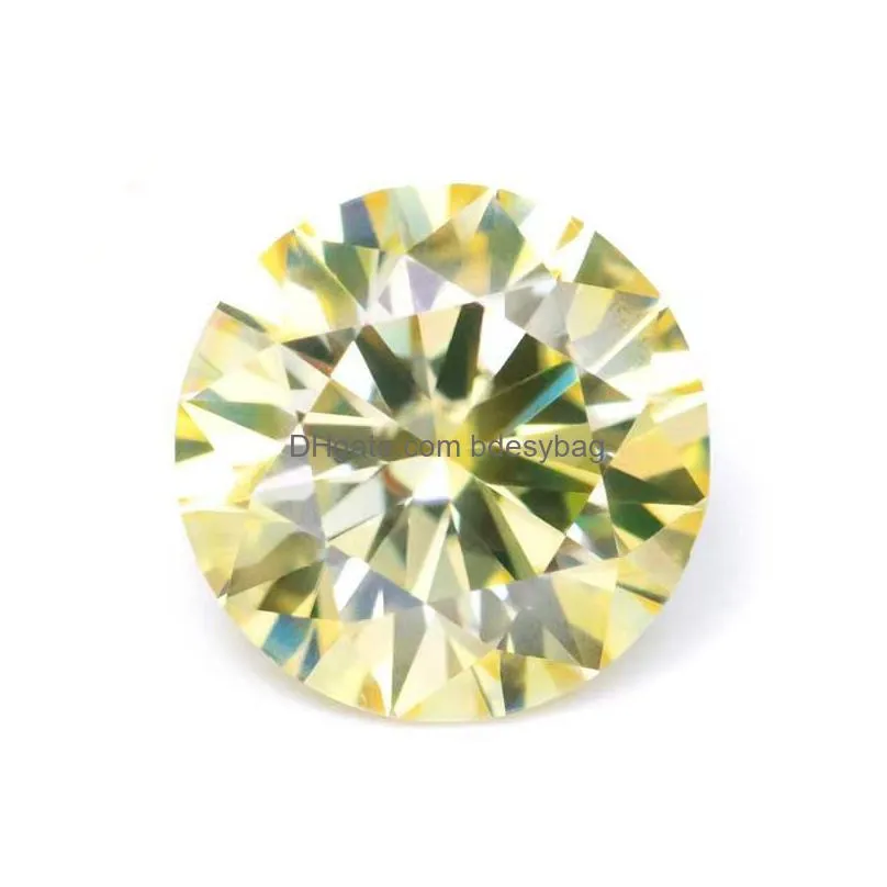 other plated gold yellow color vvs1 12 carat round moissanite stone loose gemstone pass diamond with gra for diy jewelry ringother