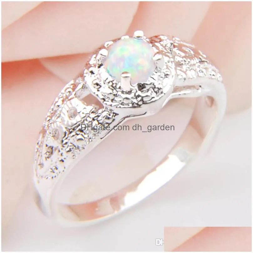 10 pieces 1 lot luckyshine fashion women rings white fire opal gems silver rings russia american australia vintage rings