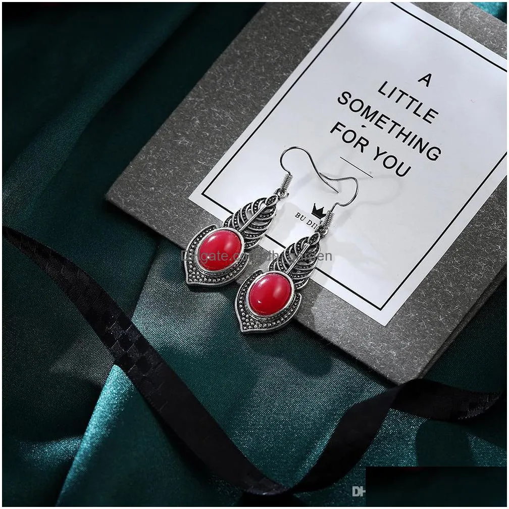 whosale europe red jasper gemstone silver dangle earrings for women girl party jewelry
