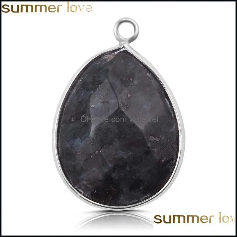 2019 natural black flash stone charm handmade pendant for necklace charms jewelry making accessories diy