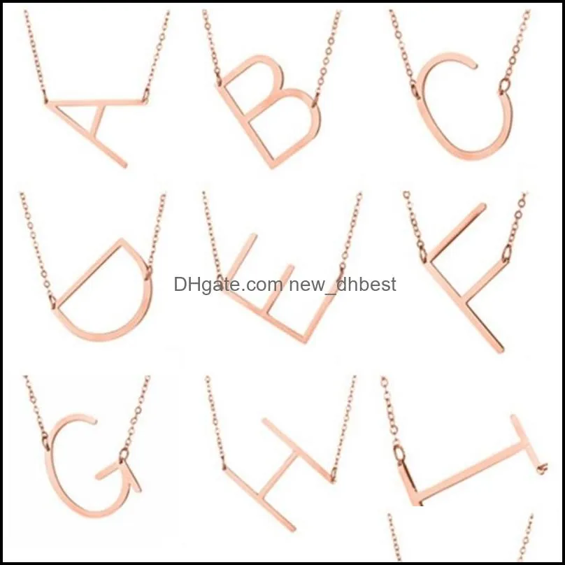 personalized initial letter pendant necklace women 26 alphabet gold silver rose gold charm chain for men fashion jewelry gift